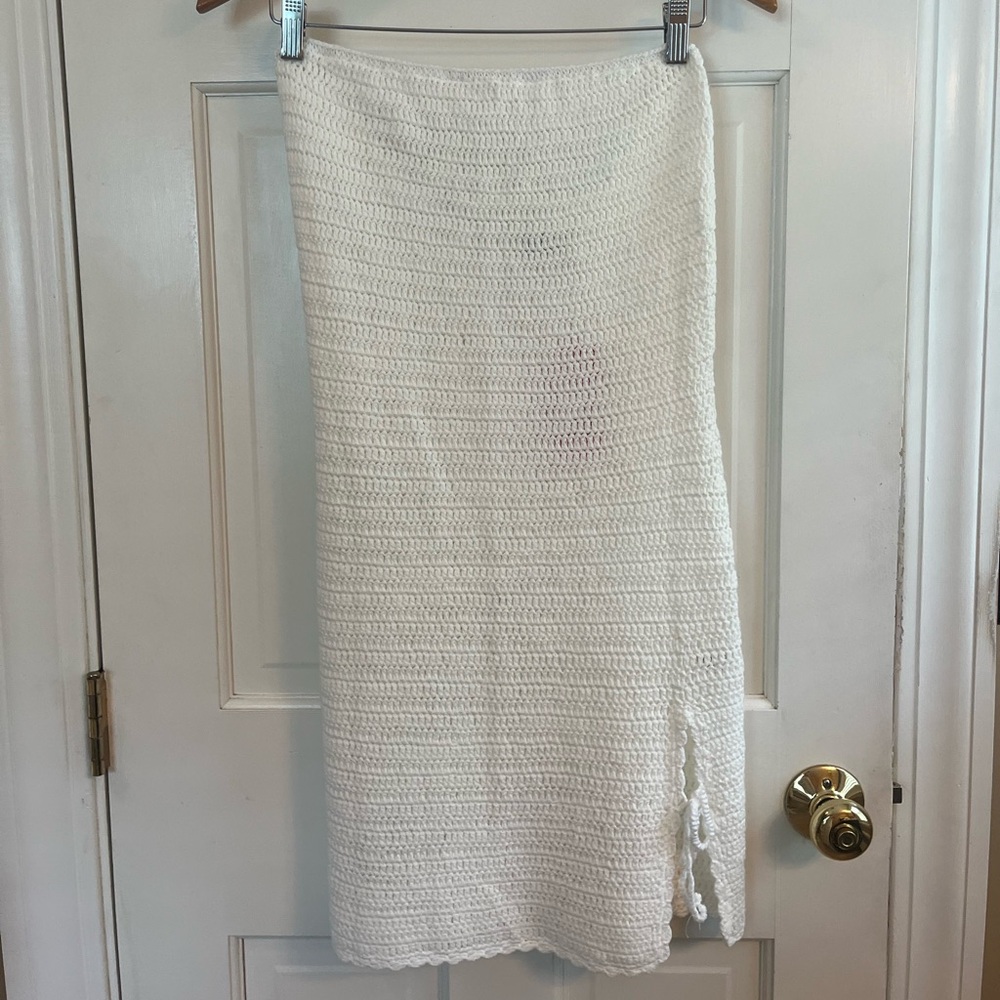 Beginning Boutique White Crochet Mini Dress